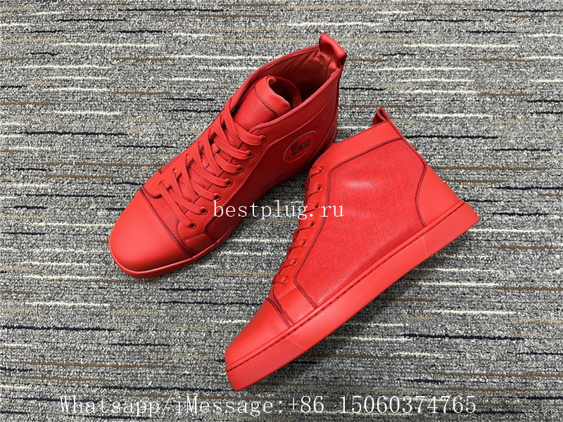 Christian Louboutin High Top Leather Sneaker Red