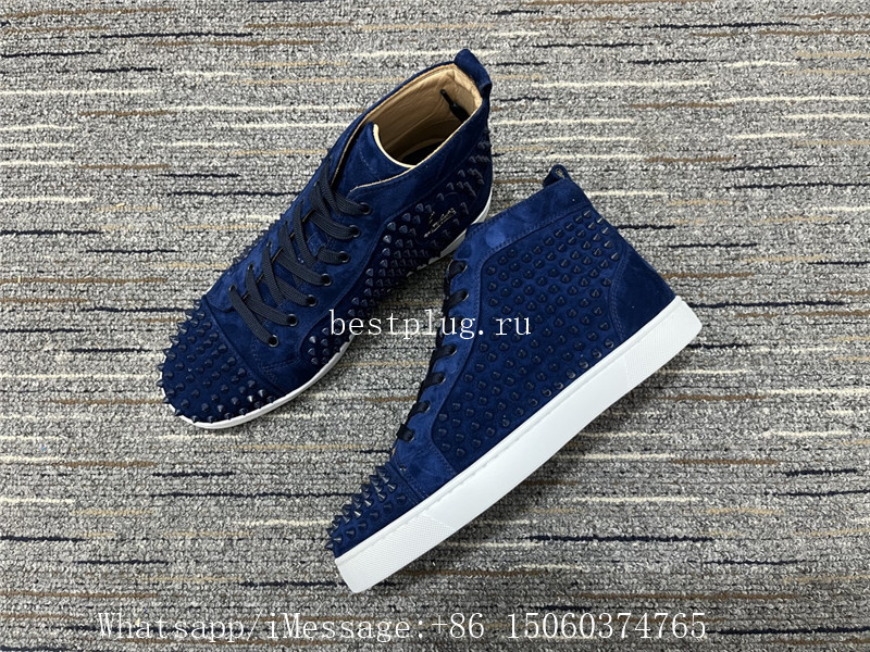 Christian Louboutin Louis Spikes High Top Sneaker Blue