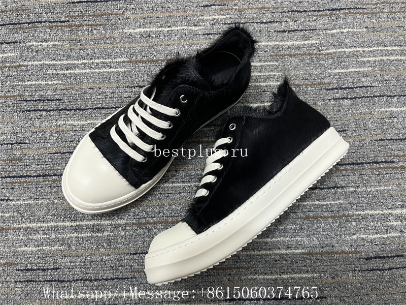 Rick Owens Sneaker Fur Black White