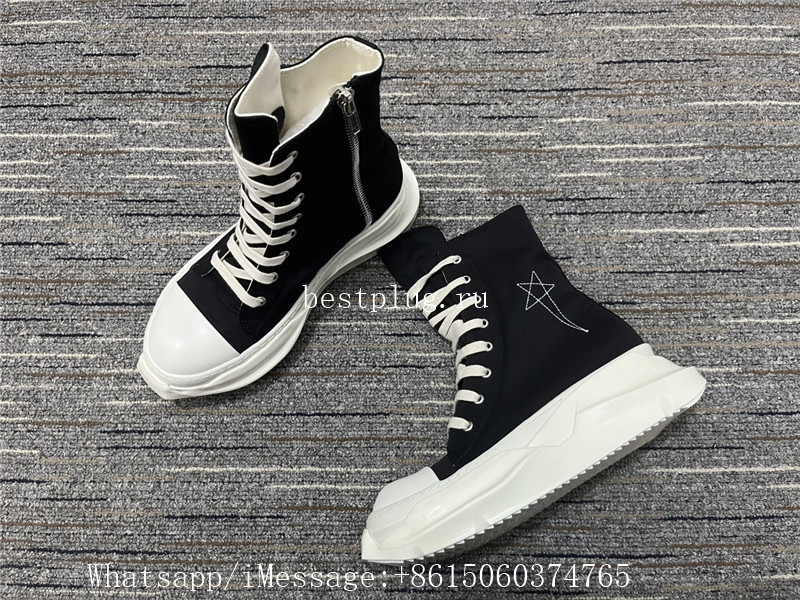 Rick Owens High Top Sneaker Black White Star