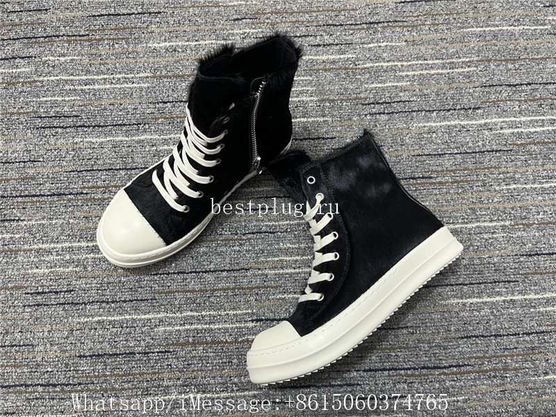 Rick Owens High Top Sneaker Fur Black