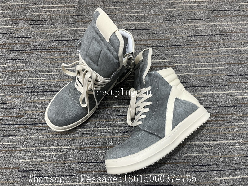 Rick Owens High Top Sneaker Fur Grey