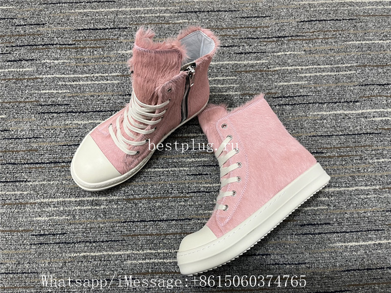 Rick Owens High Top Sneaker Fur Pink