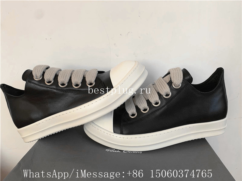 Rick Owens Black Jumbo Lace Low Sneakers