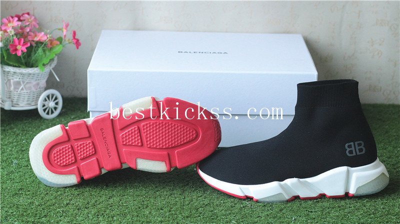 BB Balenciaga Speed Trainer Sock Black White Red