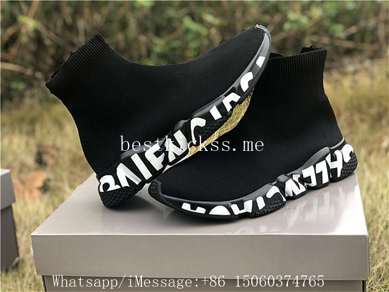 Balenciaga Speed Sock Graffiti Black