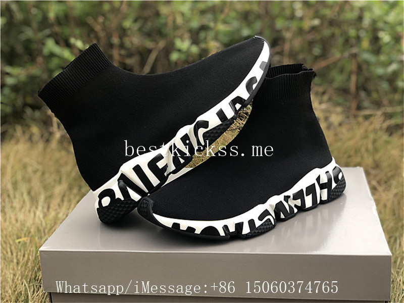 Balenciaga Speed Sock Graffiti Black White