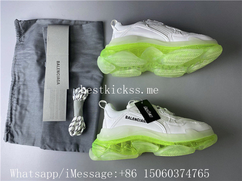 Balenciaga Triple S Clear Sole Sneaker White Fluorescent Green