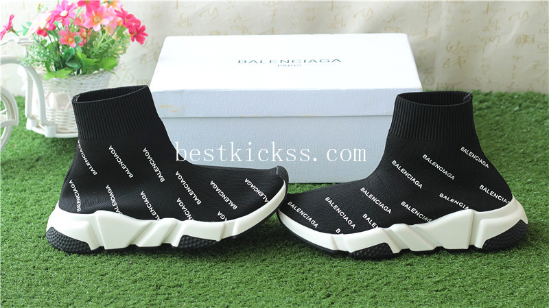 Balenciaga Allover Logo Speed Trainer Black