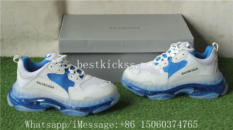 Balenciaga Triples Trainer Sneaker Clear Sole White Blue