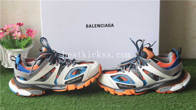 Balenciaga Orange Blue and Grey Tess S Gomma Trek Sneaker