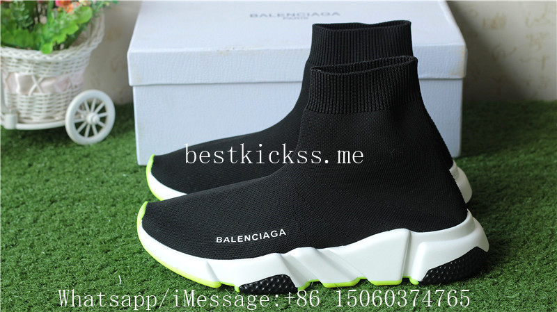 Balenciaga Sock Speed Trainer Black White Neon