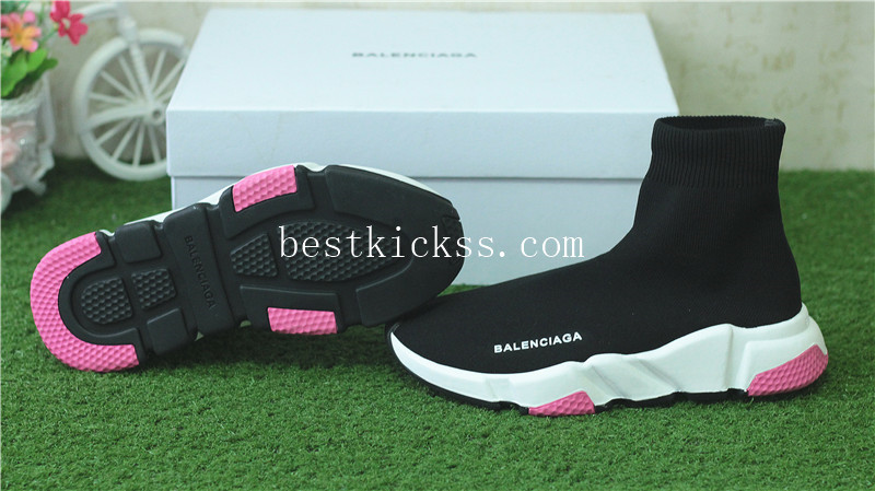 Balenciaga Speed Trainer Sock Race Runners Black Rose Pink