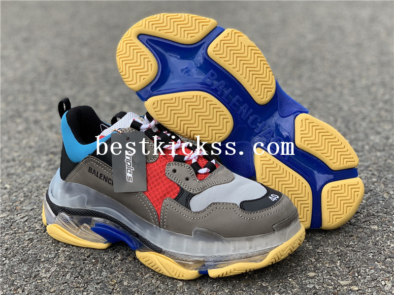 Balenciaga Triples Clear Sole Grey Blue Red