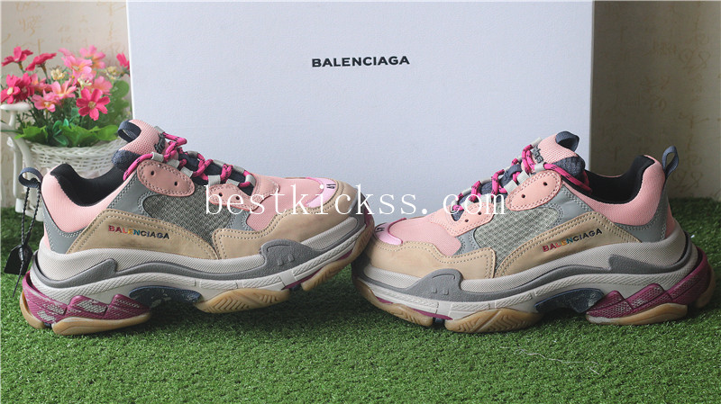 Balenciaga TripleS Washed Old Show Sneaker Pink Brown Grey