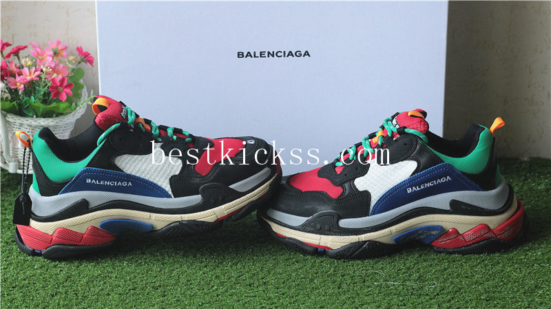 Balenciaga TripleS Washed Old Show Sneaker Red Black Blue