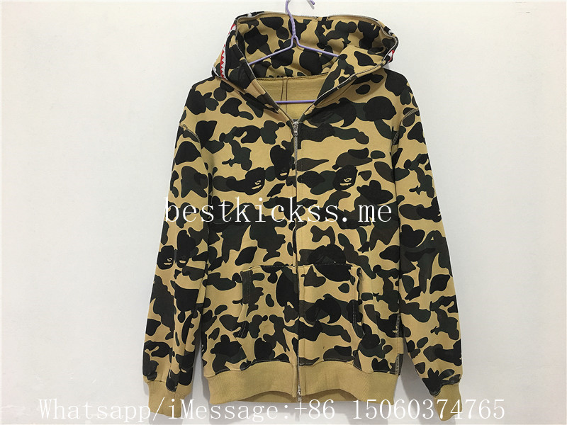 A Bathing Ape Clothing Bape ABC Shark Full Zip Hoodie Yellow Camo