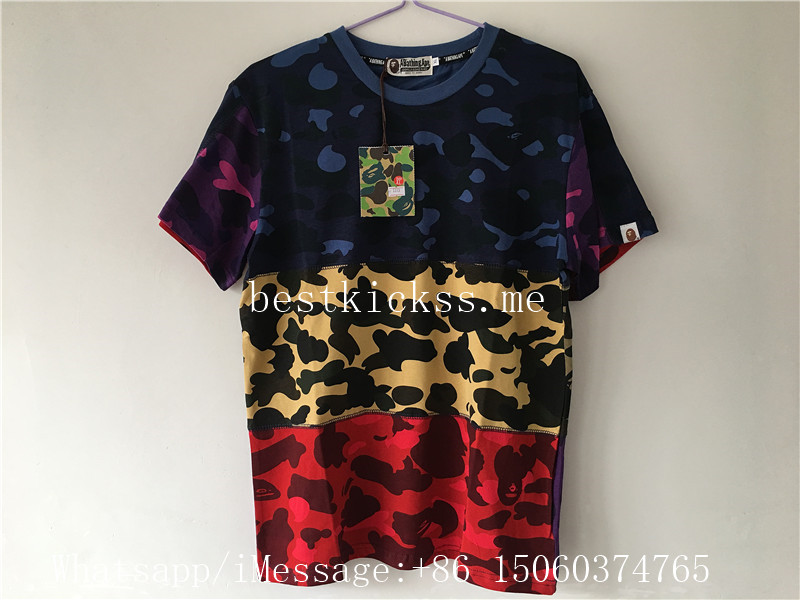 A Bathing Ape Shark Bape Spliced Mix Camo Tshirt Multi Color