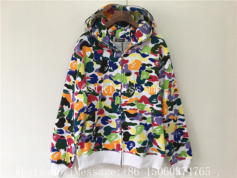 A Bape Bathing Shark White Multi Color Camo Jacket