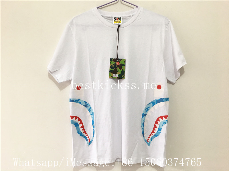 Bape SpaceShark 19ss Fire Side Shark White T-Shirt