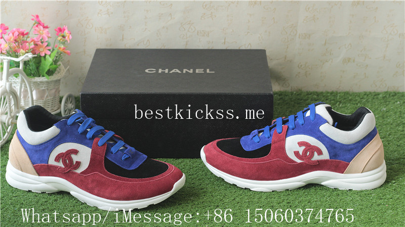 Chanel Suede Low Sneaker Blue Black Wine Red