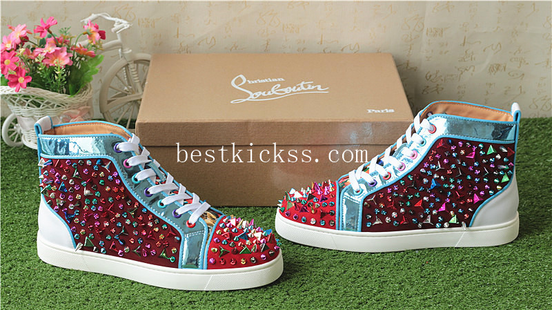 Christian Louboutin Colorful Spike High Top Flat Sneakers