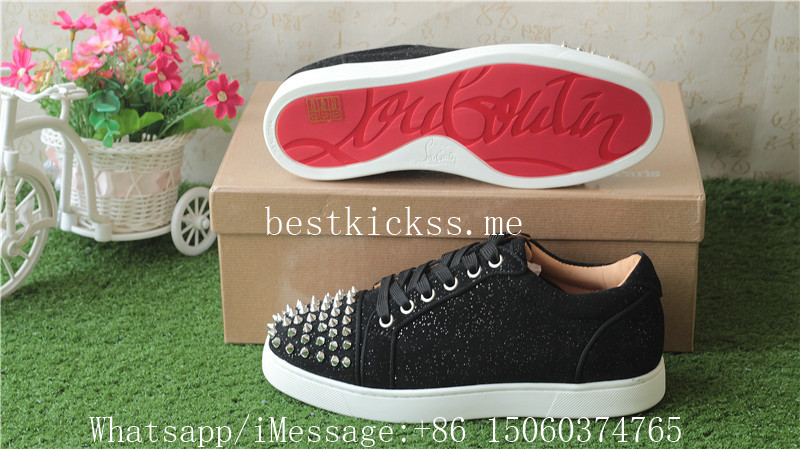 Christian Louboutin Glitter Sneaker Black With Silver Studs