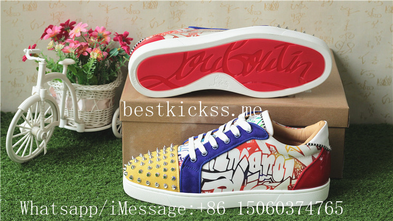 Christian Louboutin Low Oralto Flat Spikes DIY Sneaker Yellow Blue Red