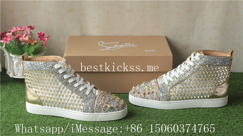 Christian Louboutin Spike Flat High Top Sneaker Golden Rivet