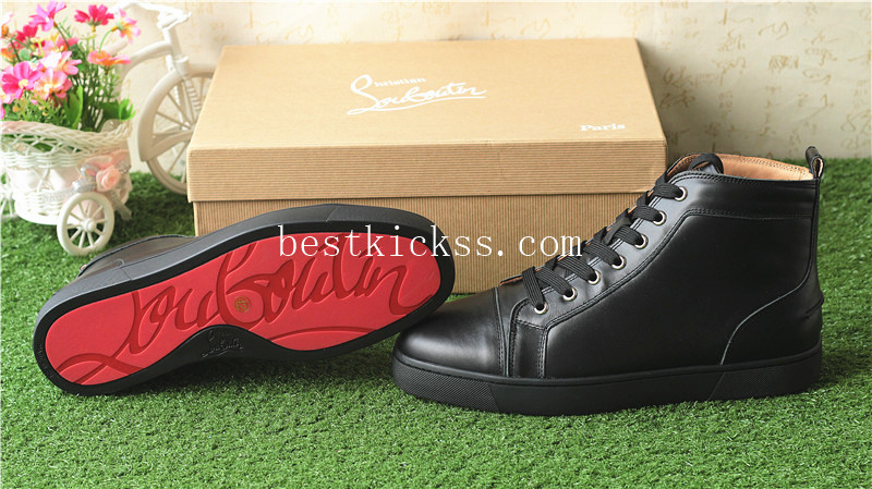 Christian Louboutin Flat Sneaker High Top Black Leather