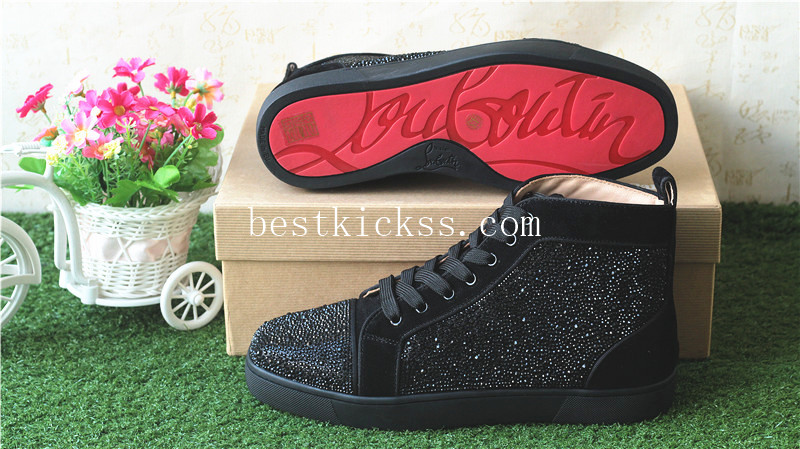 Christian Louboutin Flat Sneaker High Top Black Diamond