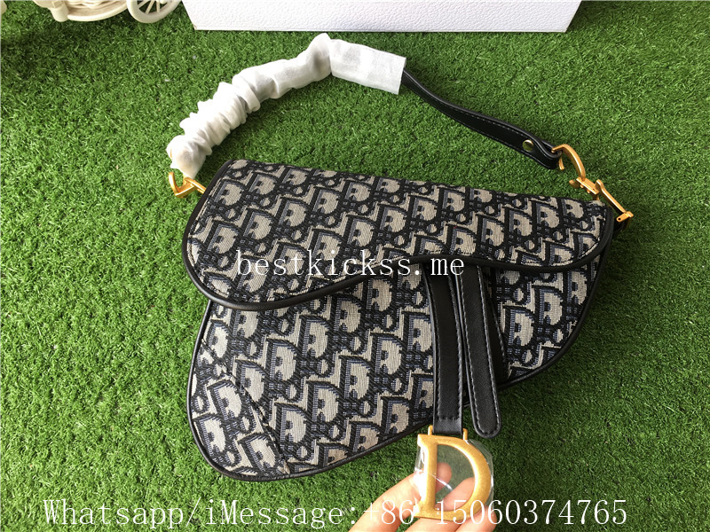 Dior Saddle Embroidery Bag Black Grey