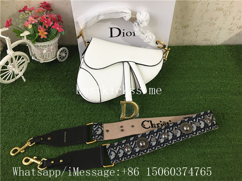 Dior Saddle Embroidery Bag White