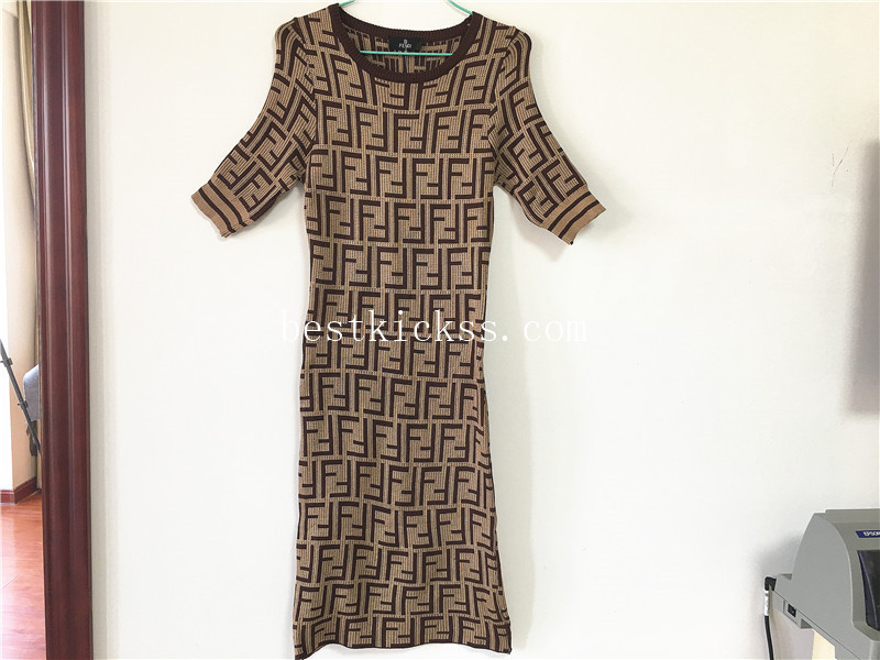 Fendi Social pop digital print double F knitting dress