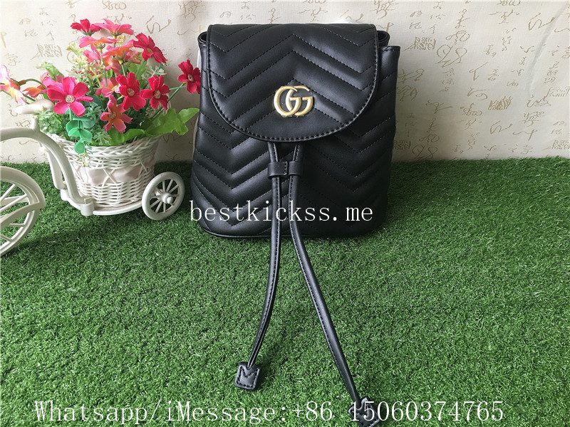 Gucci GG Marmont Chevron-Quilted Leather Backpack Black