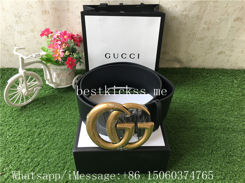 Gucci Belt Black Gold Metal 7cm wide