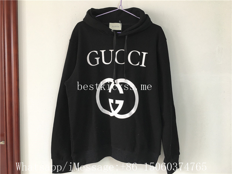 Gucci Black Hoodie Sweatshirt With Interlocking G