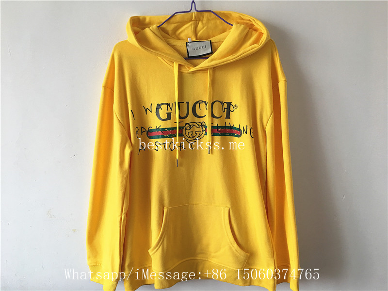 Gucci Hoodie Yellow With Pocket