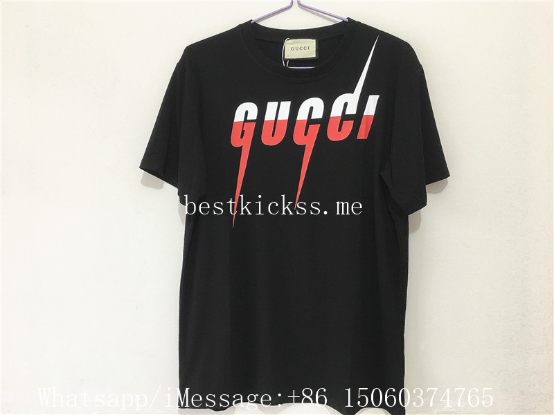 Gucci Lightning Logo Print T-Shirt Black