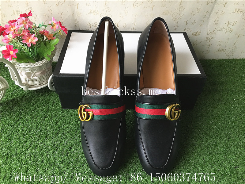 Gucci Leather Loafer With GG Logo Black