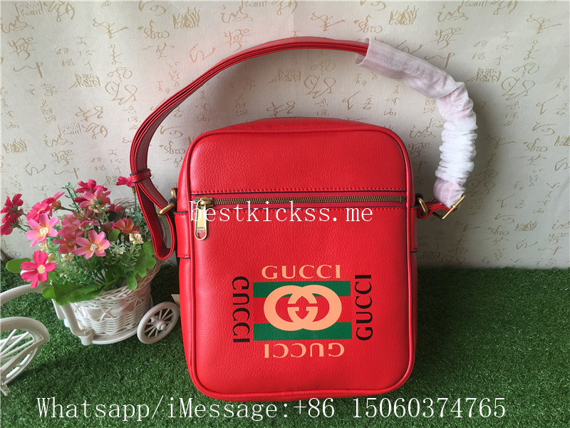 Gucci GG Red Leather Shoulder Messenger Bag