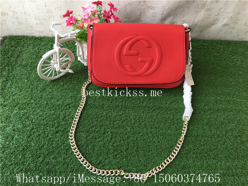 Gucci Red Soho Leather Chain Shoulder Bag