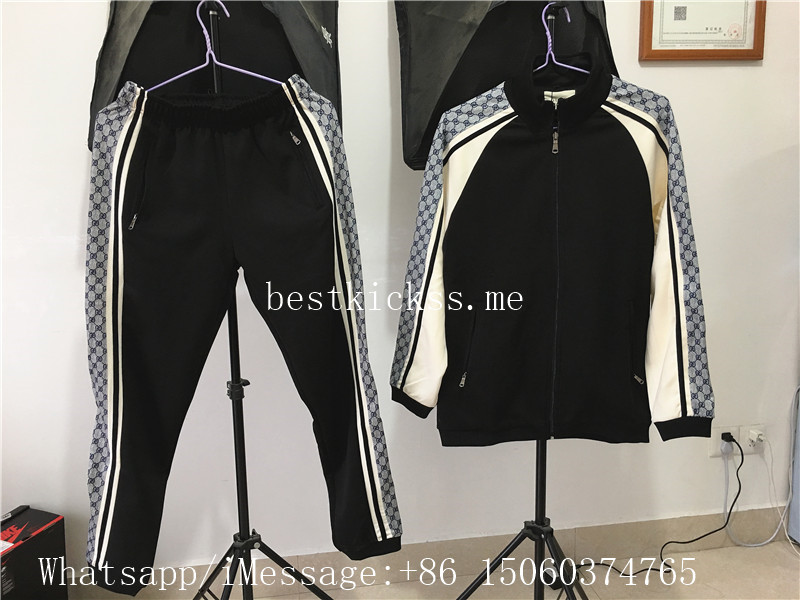 Gucci Suit Printing Splice Sportswear Jacket & Pants Black