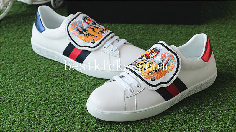 Gucci Ace Embroidered Sneaker White Tiger Pattern