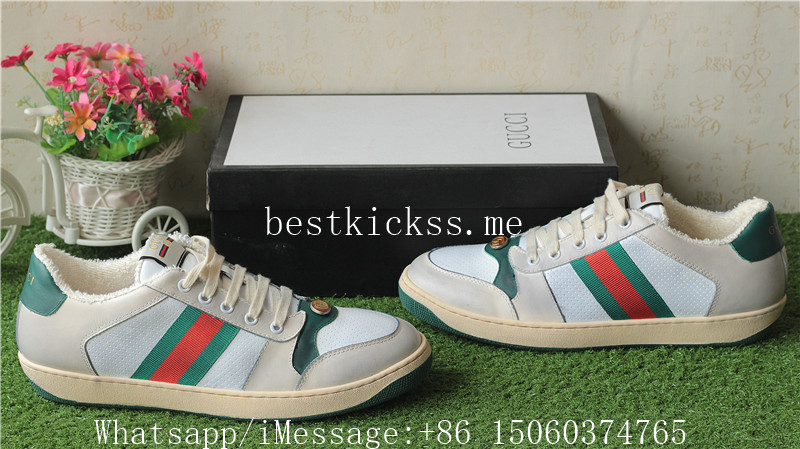 Gucci Screener GG Sneaker Distressed Green Red Stripe