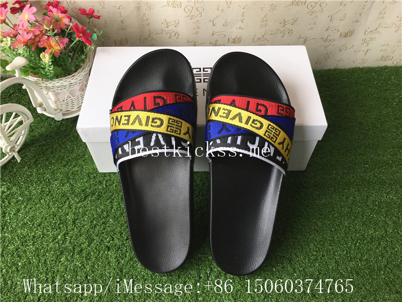 Givenchy Multicoloured Logo Strap Slides