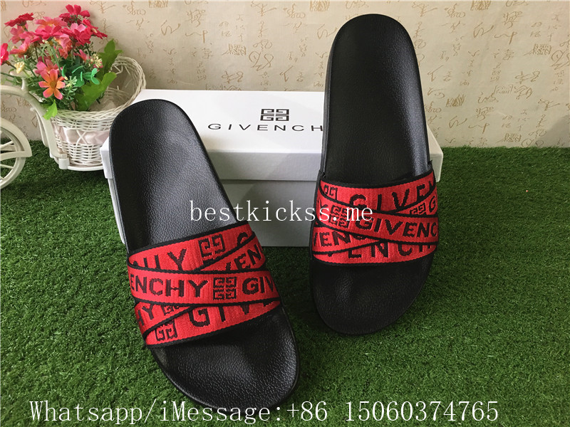 Givenchy Logo Strap Slides Black Red