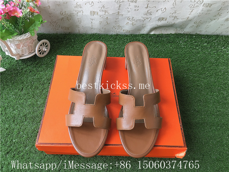 Hermes Brown Calfskin Leather Oasis Sandals