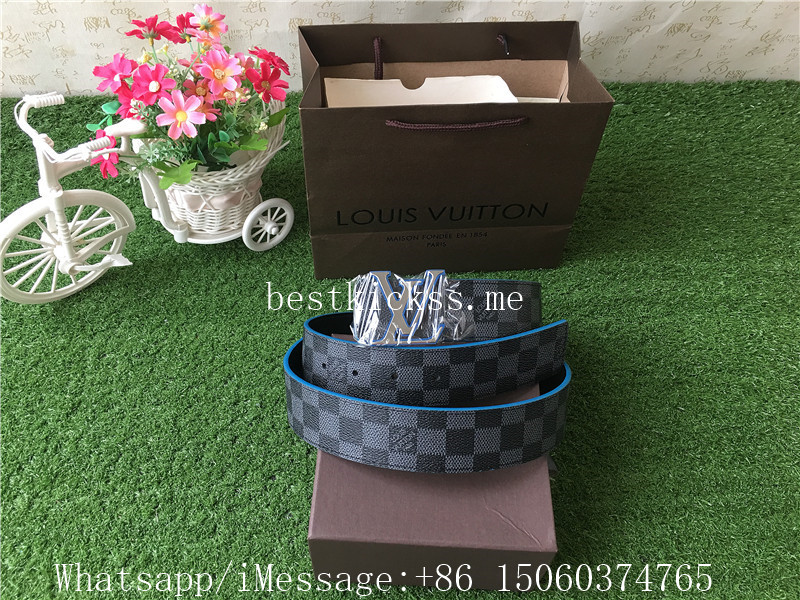 Louis Vuitton Belt Black Grey Blue