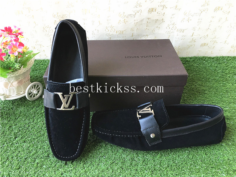 LV Shoes Black Suede